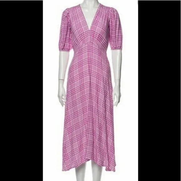 FAITHFUL The Brand Victoria Checked Midi Dress Sz 2 - Picture 3 of 8